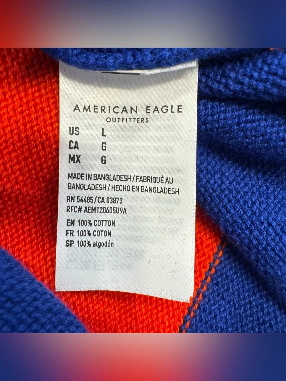 American Eagle NWT Men’s Large Colorblock Crewneck Sweater 100% Cotton Striped